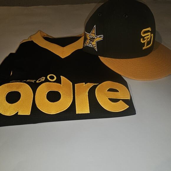 Vintage Majestic Cooperstown Collection San Diego Padres Sz XL Made In USA &Cap - Picture 9 of 16